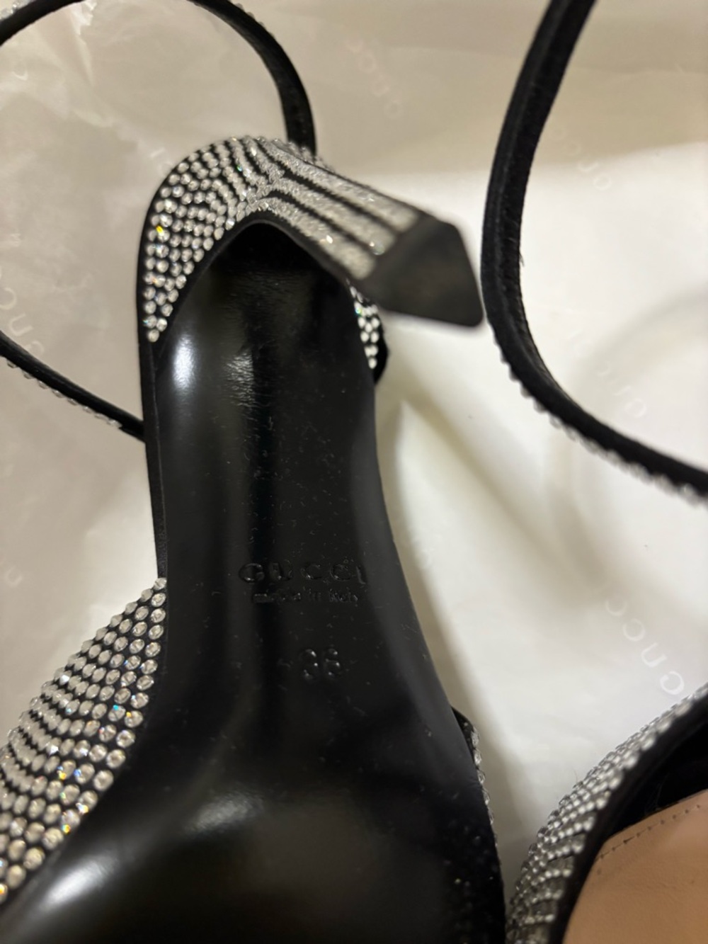 Gucci /Fabulous Black Crystal T-Strap P Stiletto Pumps/ Authentic - Picture 12 of 15